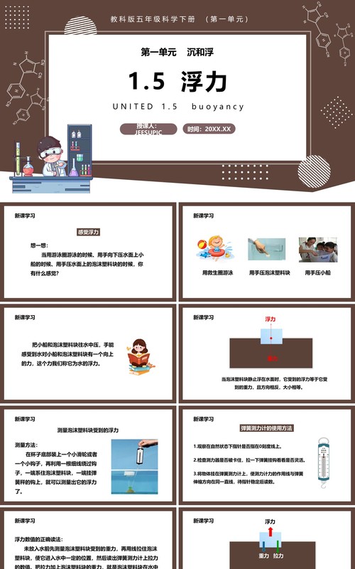 教科版五年级科学下册浮力课件PPT模板