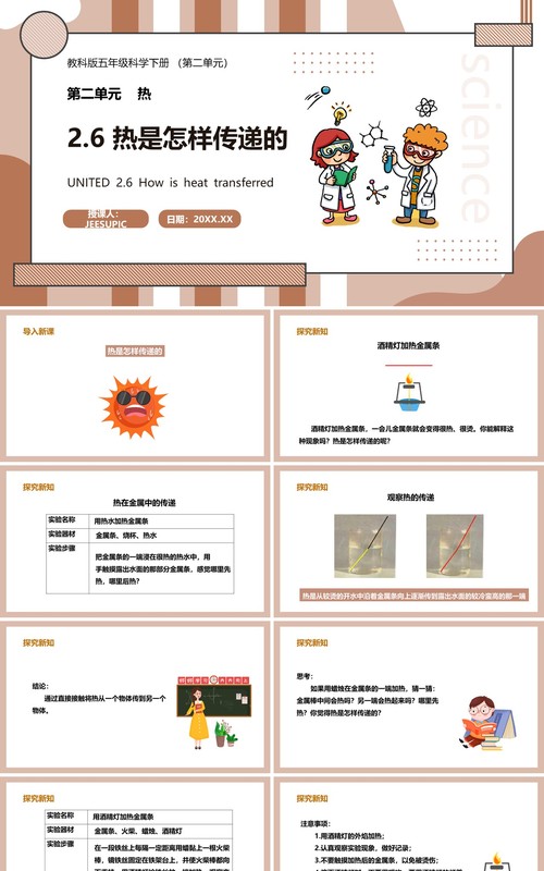 教科版五年级科学下册热是怎样传递的课件PPT模板