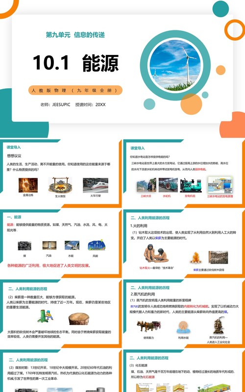 部编版九年级物理全册能源课件PPT模板