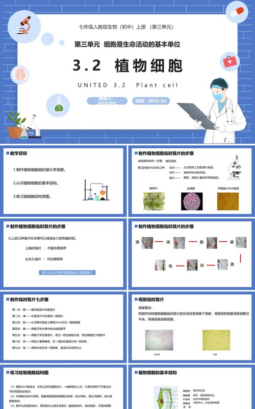 部编版七年级生物上册植物细胞课件PPT模板