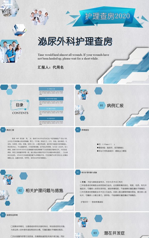 医疗医院泌尿外科护理查房PPT模板