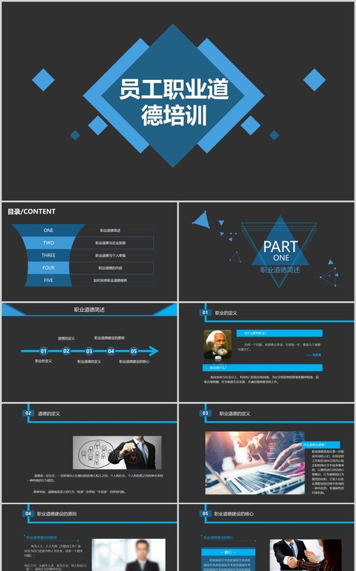 黑色企业管理员工职业道德素材培训PPT模板