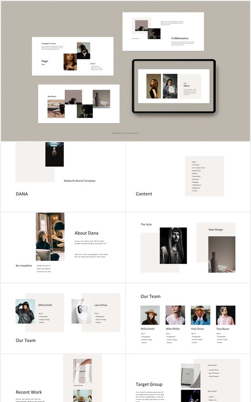 极简个人简历汇报图文展示PPT模板DONA - Media Press Kit Powerpoint Template