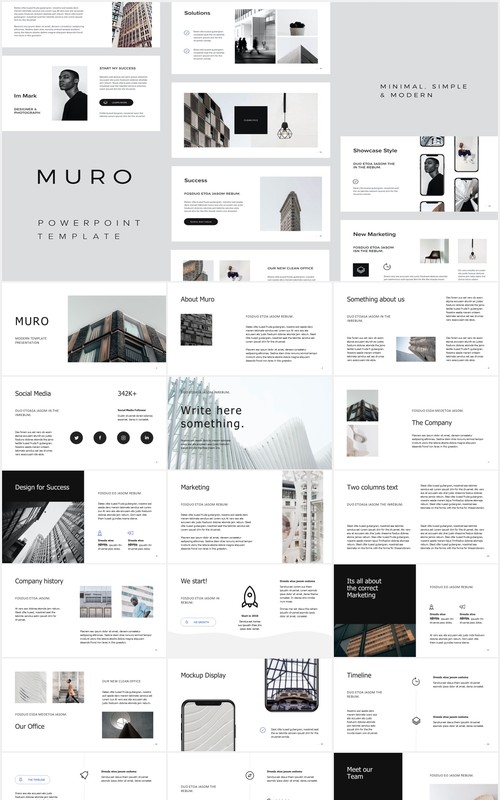 简洁图片排版设计PPT模板MURO - Powerpoint Minimal Template