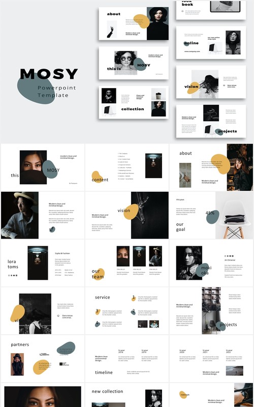 简约个人作品集图文展示简历报告PPT模板MOSY - Powerpoint Template