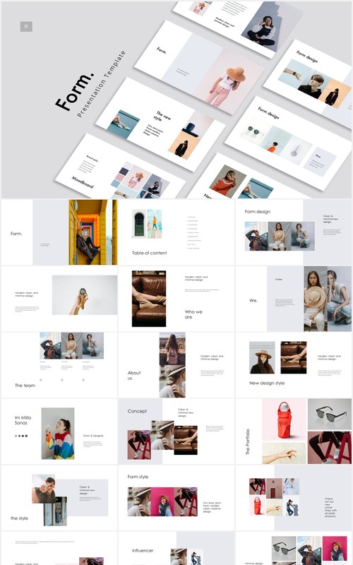 简约图片图文排版展示作品集宣传介绍PPT模板FORM - Powerpoint Template