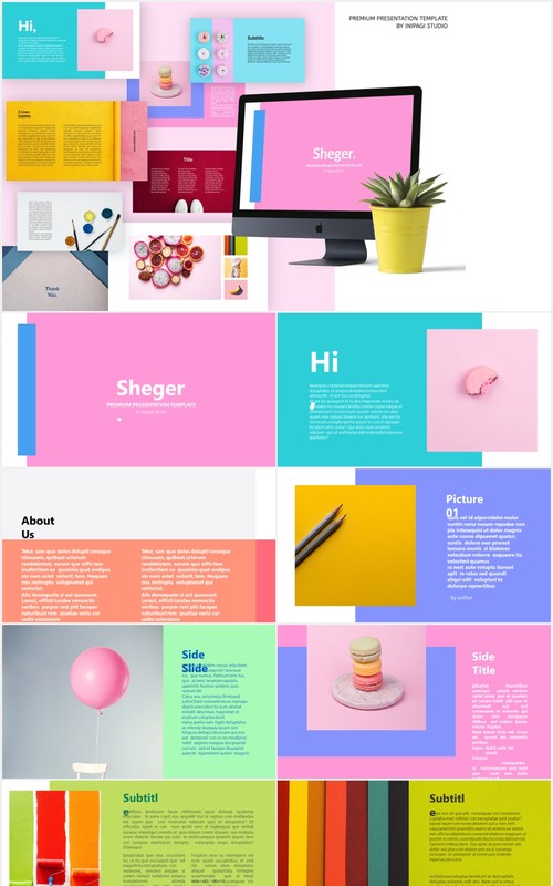 彩色马卡龙个人展示公司产品介绍PPT模板SHEGER Presentation Template