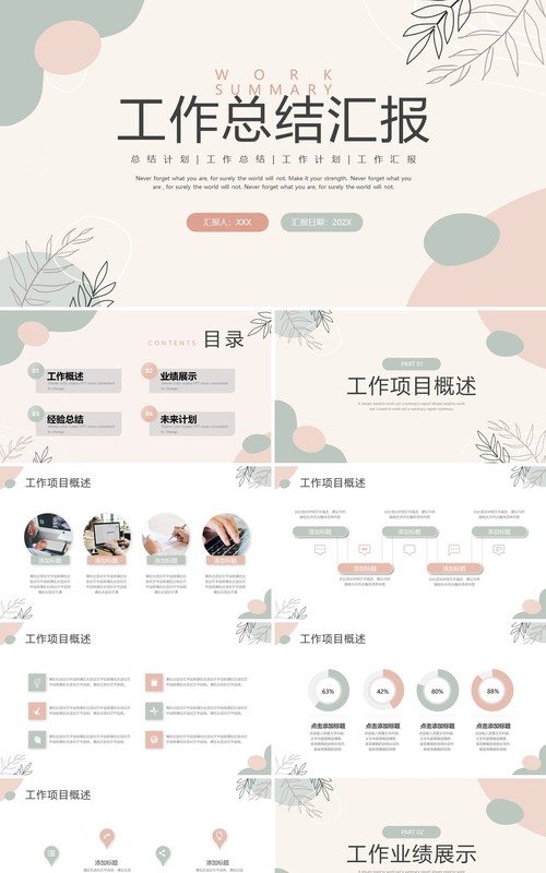 简约莫兰迪工作总结汇报PPT模板