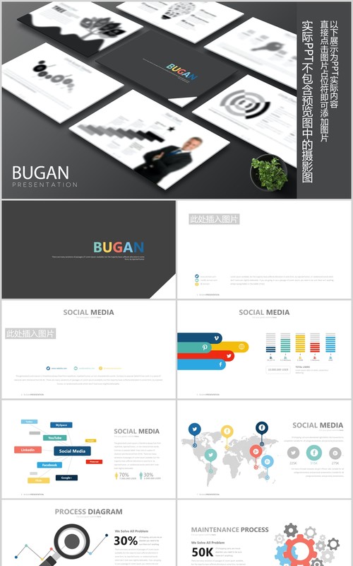 企业战略规划商务工作可视化图表PPT图片排版设计素材模板Bugan Powerpoint