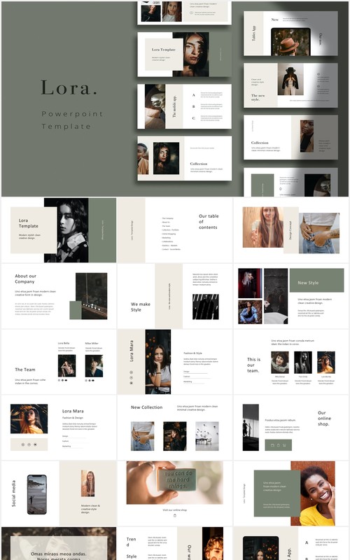 个人简历工作报告图文展示PPT模板LORA - Powerpoint Template