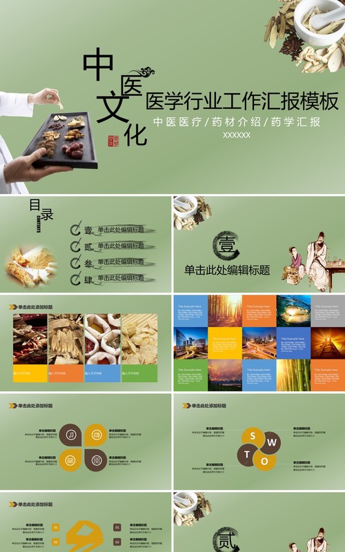 创新时尚中医文化PPT模板