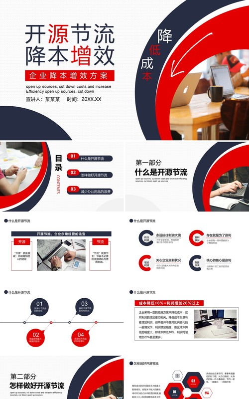 企业成本管理开源节流降本增效PPT模板