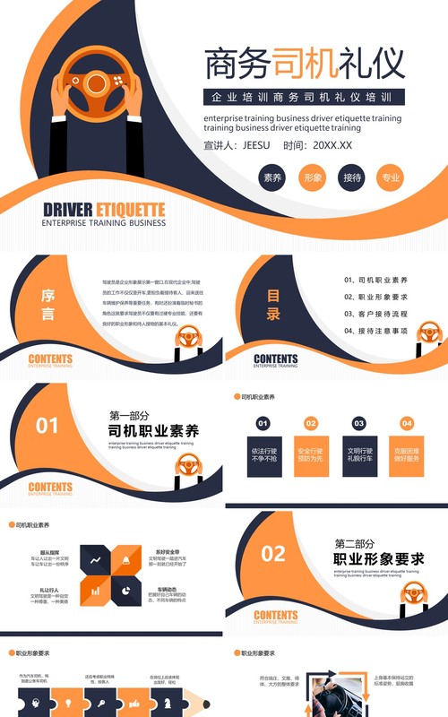 企业培训商务司机礼仪培训动态PPT模板