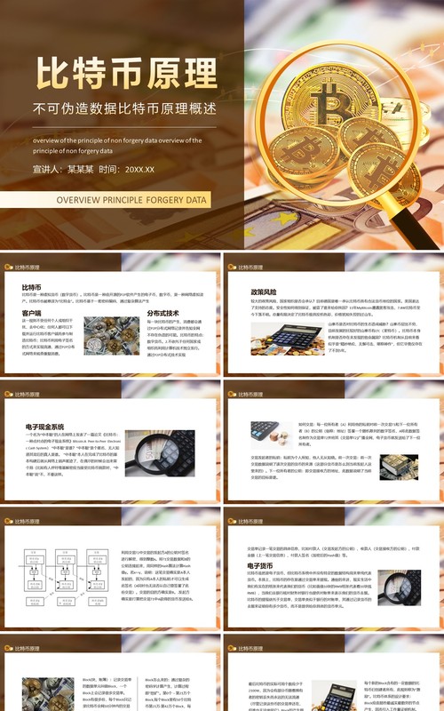 不可伪造数据比特币原理概述动态PPT模板