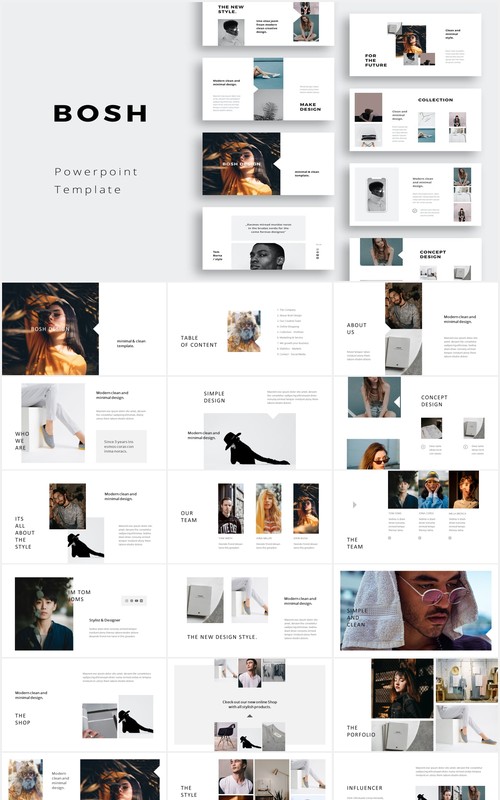 摄影作品图文展示个人简历PPT模板BOSH - Powerpoint Template