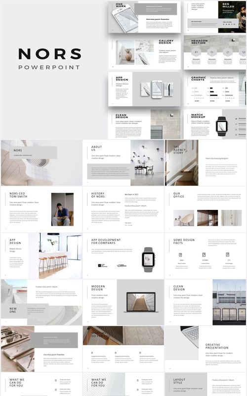 简约小清新图片排版展示宣传PPT模板NORS - Powerpoint Presentation Template