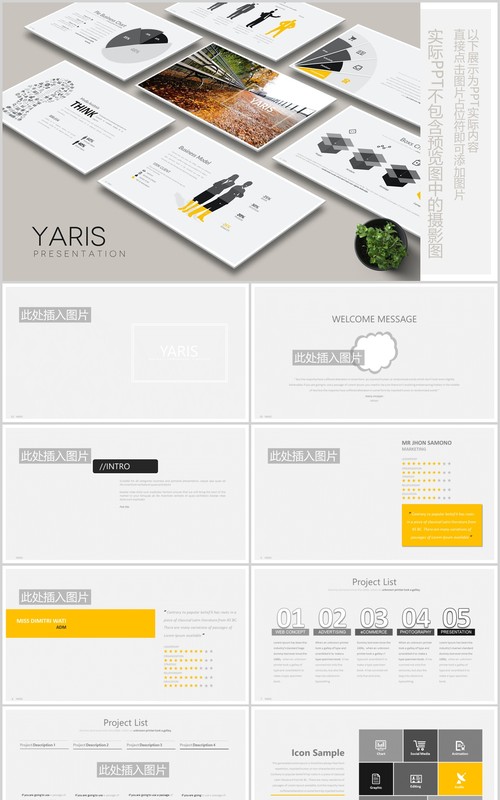 高端商务公司宣传介绍创意大脑图形PPT图片版式设计模板YARIS Powerpoint