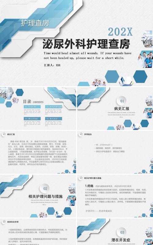 医疗医院护理查房泌尿外科PPT模板
