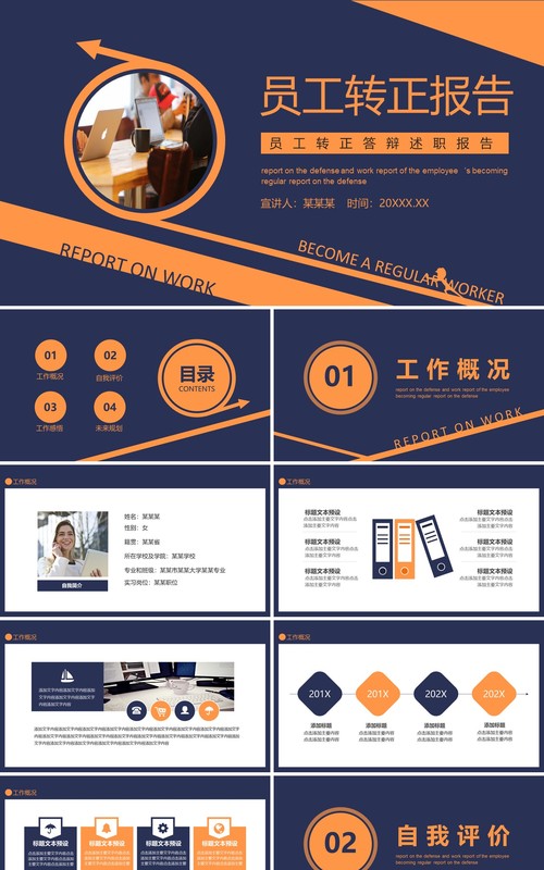 员工转正答辩工作述职报告动态PPT模板