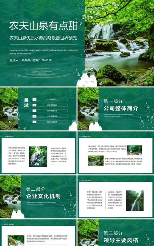 农夫山泉有点甜优质水源战略设备世界领先动态PPT模板