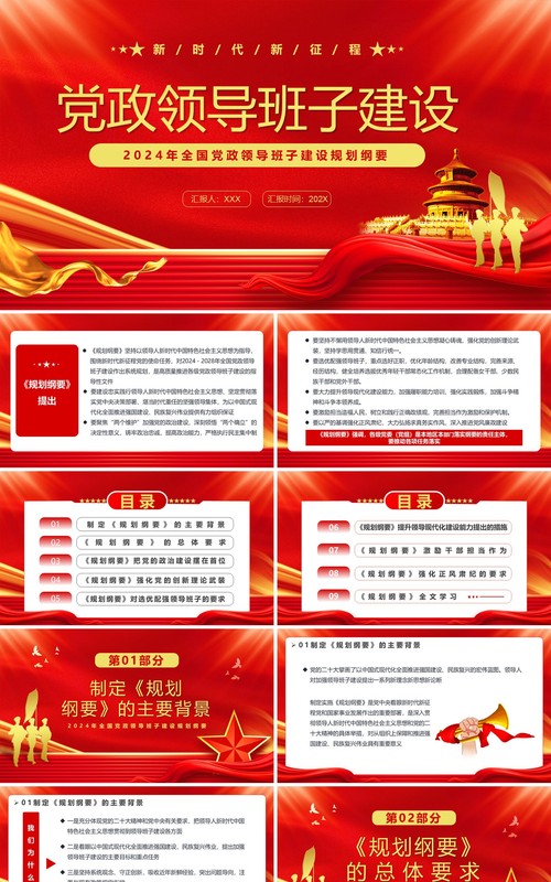 红色简约风党政领导班子建设PPT模板