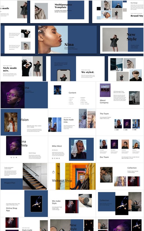 简洁摄影作品集图文展示宣传报告PPT模板SINA - Powerpoint Style Template