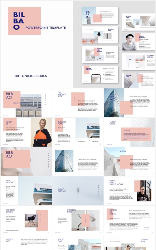 简约简洁个人工作简历报告PPT模板BILBAO - Powerpoint Template