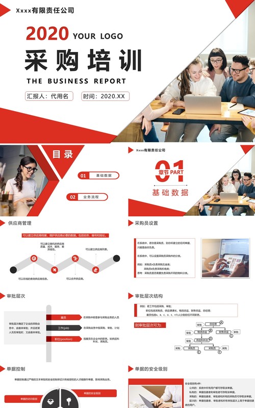 简约企业管理采购培训课件PPT模板
