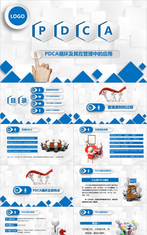 商务医疗行业PDCA循环及其在工作管理中的应用PPT模板