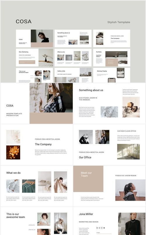 简约工作汇报个人展示汇报PPT模板COSA - Powerpoint Stylish Template