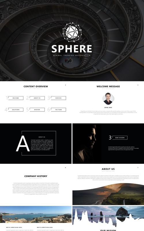 简约企业年度报告公司介绍PPT模板SPHERE