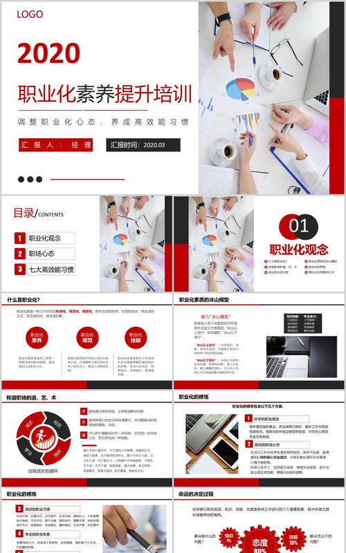 简洁公司员工管理职业化素养提升培训PPT模板