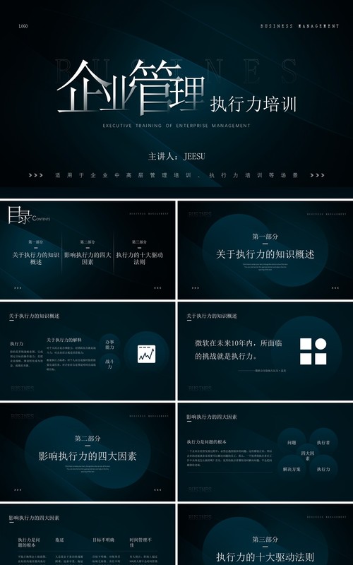 绿色简约风企业管理知识执行力培训PPT模板