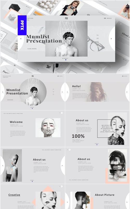 创意作品图片展示PPT模板GREY - Powerpoint