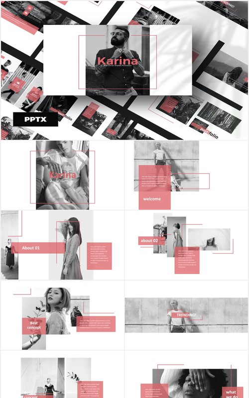 时尚作品图片展示PPT模板KARINA - Powerpoint Template