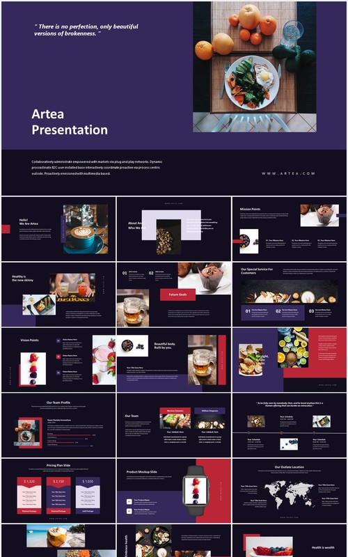 深色健康饮食展示PPT模板Artea-Healthcare Powerpoint