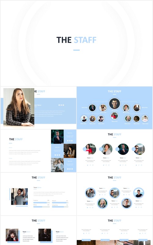 简约公司组织架构图员工团队展示PPT模板The Staff Powerpoint Template