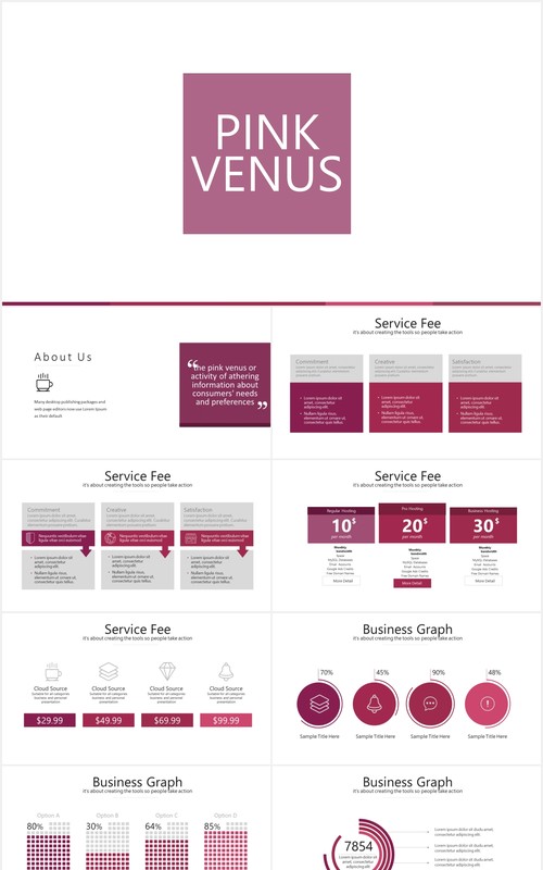 粉红色商务智能设备平板电脑模型PPT素材模板pink venus powerpoint