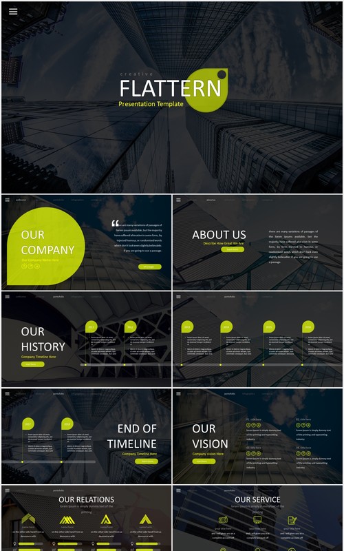 扁平化商务PPT模板flattern powerpoint template