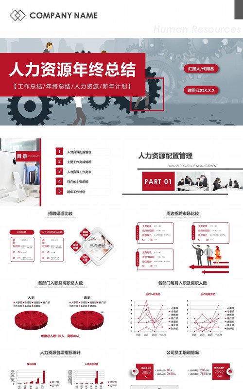 人力资源工作计划总结汇报PPT模板12
