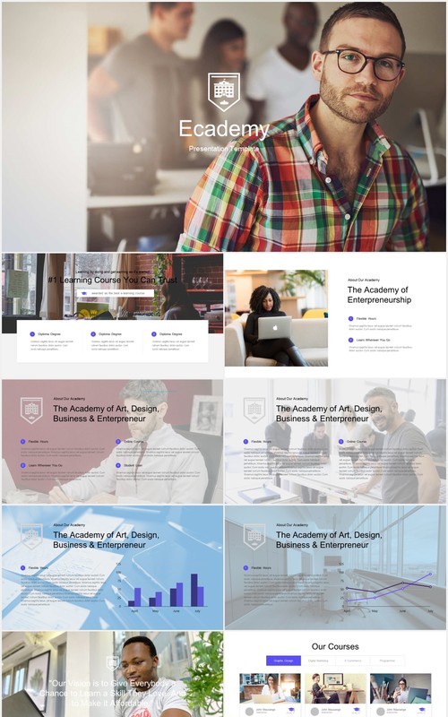 商务公司简介宣传展示PPT模板Ecademy Powerpoint Template