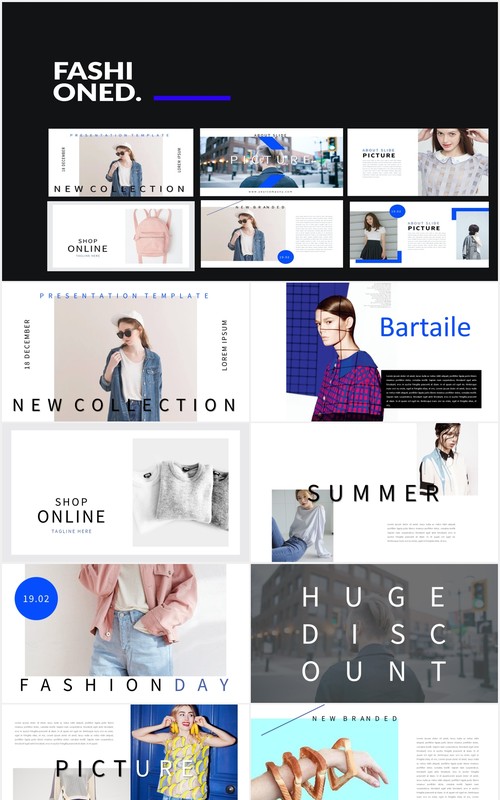时尚服装设计师作品展示PPT模板Fashioned Stylist Powerpoint