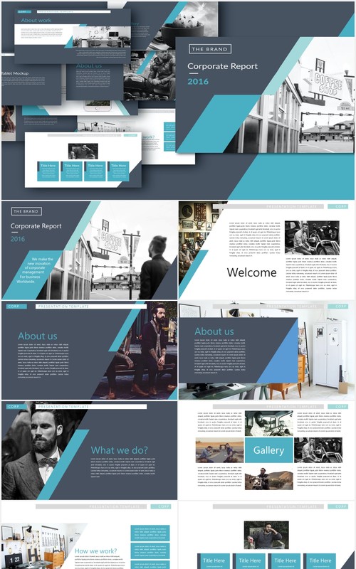 企业商务设计作品展示PPT模板Corporate Design Powerpoint