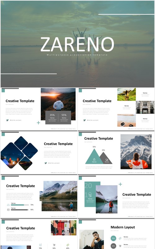 国外简约图片排版PPT图表模板zareno powerpoint template