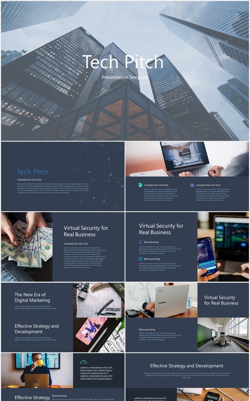 商业项目宣传技术推介展示PPT模板tech pitch powerpoint template
