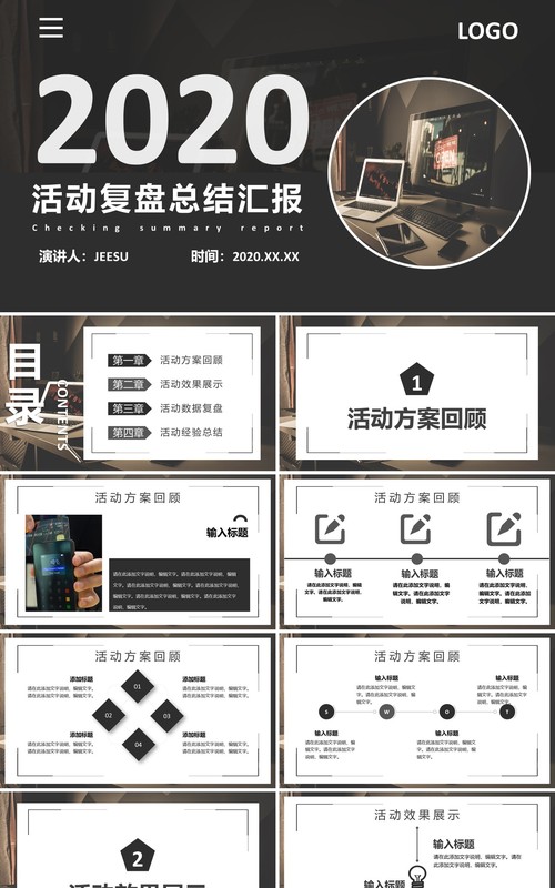 商务简约活动复盘工作总结报告PPT模板