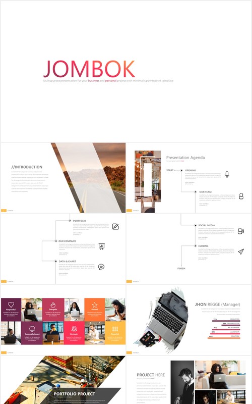 简洁创意拼图可视化PPT素材模板jombok powerpoint
