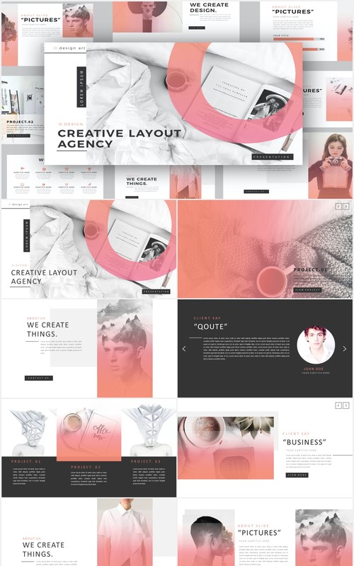 渐变简约设计师作品展示PPT模板IPSUM - Powerpoint