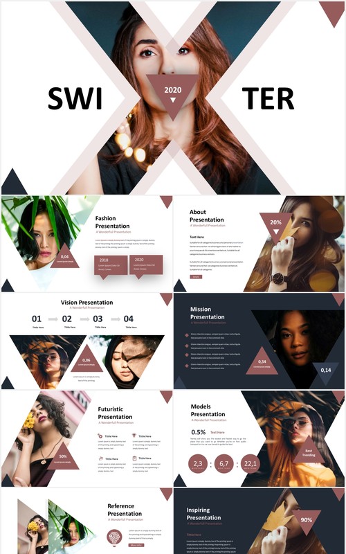 多色系几何图形图片排版国外PPT模板Switer - Powerpoint Template