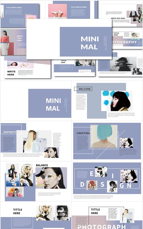 简约现代时尚作品展示PPT模板Minimal Modern Powerpoint